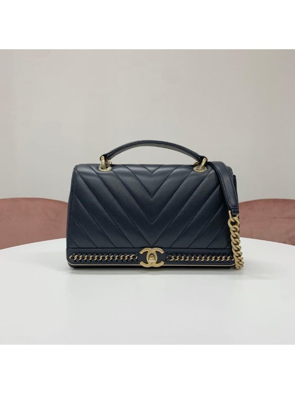 Chanel Chez Blanc CC Logo Stitch Turnlock Shoulder